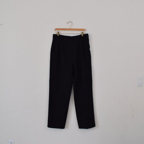 Vintage 90s Black Wool PLeated Trousers size 12 | 32 waist - Picture 2 of 8